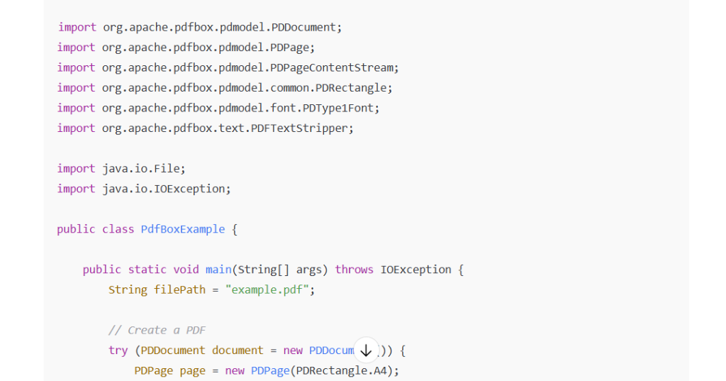 PDFBox code sample: creating a PDDocument and adding an A4 page